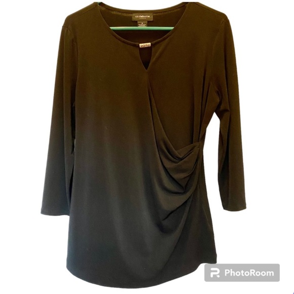 Liz Claiborne Black side scrunch blouse. Medium. - Picture 1 of 9
